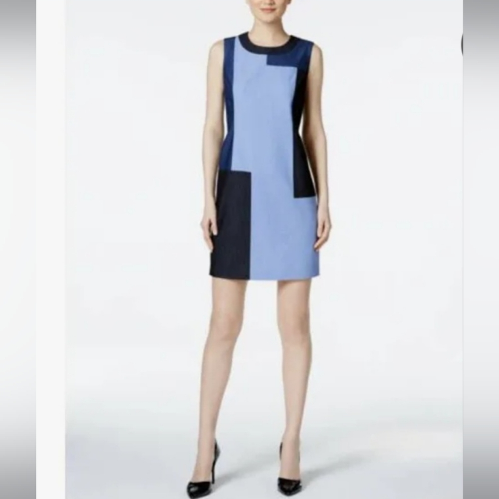 Calvin Klein  Colorblocked Denim Dress Size 10